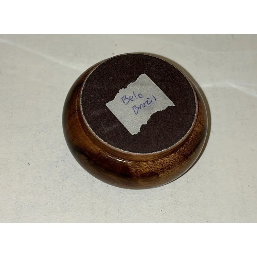 Beautiful Tooled Wooden trinket dish‎ With Blue Agate Slice On Top